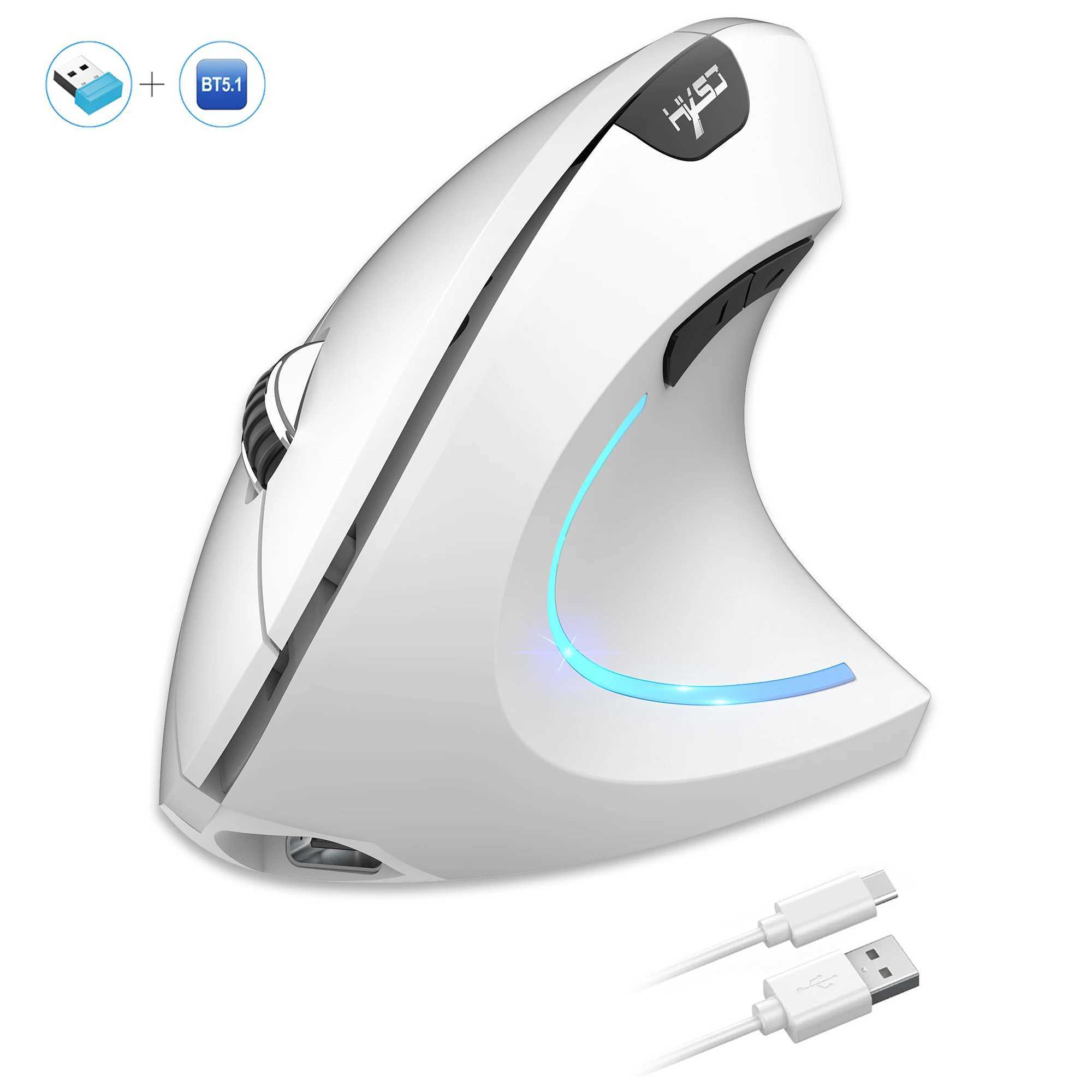 2025 New arrival HXSJ dual mode vertical mouse ergonomic ABS 600mAh rechargeable 2400DPI Type-c interface wireless mouse for pc D260327-image-1099300548