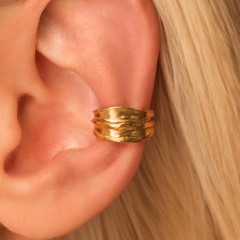 Thick Irregular Ear Cuff Earring No Piercing Required 18K Gold Vermeil or Sterling Silver
