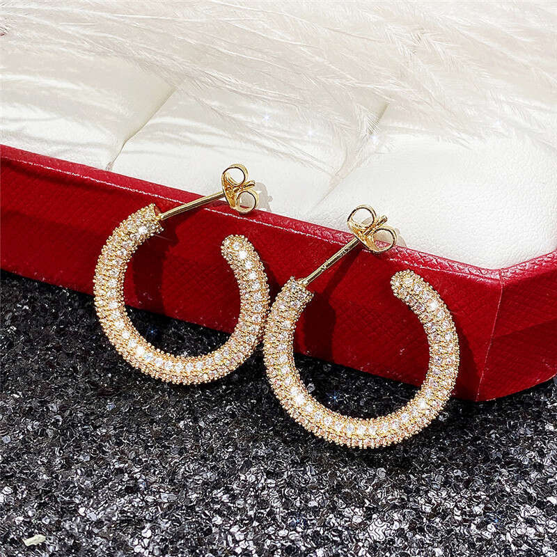 French-style elegant full of diamonds super shiny vintage Silver earrings trendy and unique metal ear accessories