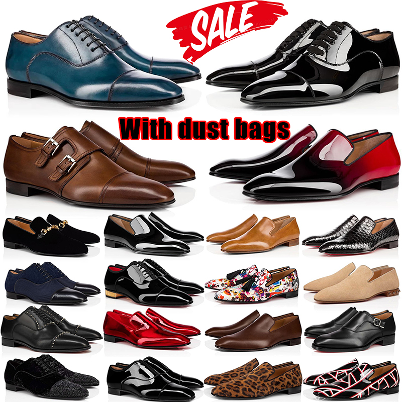 With Box Designer Dress Shoes Men leather Patent Red Shiny Bottom Suitable Various Important Occasions Wedding Business Conference Men Dress Shoe Tr