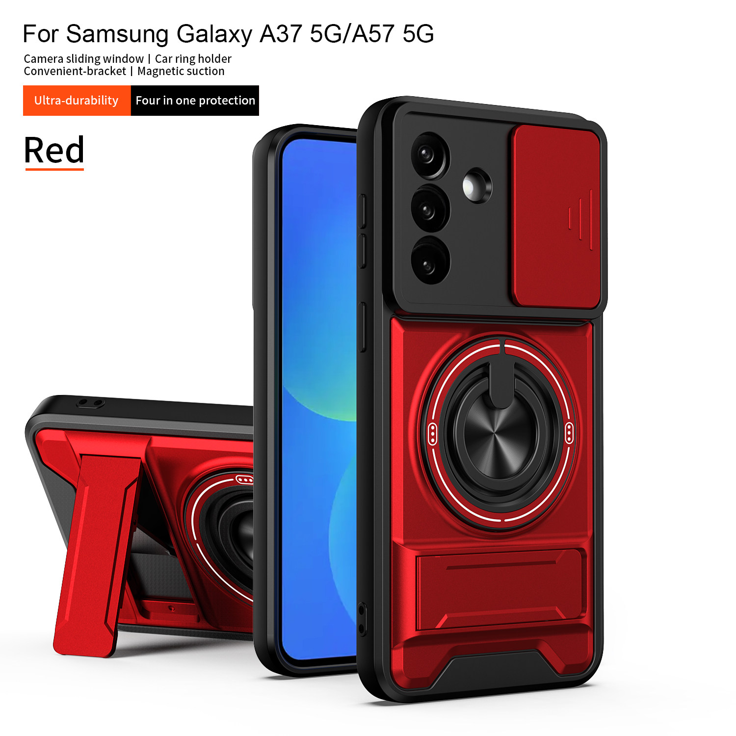 Phone Case For Samsung Galaxy A37 A57 S26 Edge S25 FE A17 A07 A16 A06 A26 A36 A56 A35 A55 A15 4G 5G Ultra Plus Camera Sliding Window Magnetic Car Ri