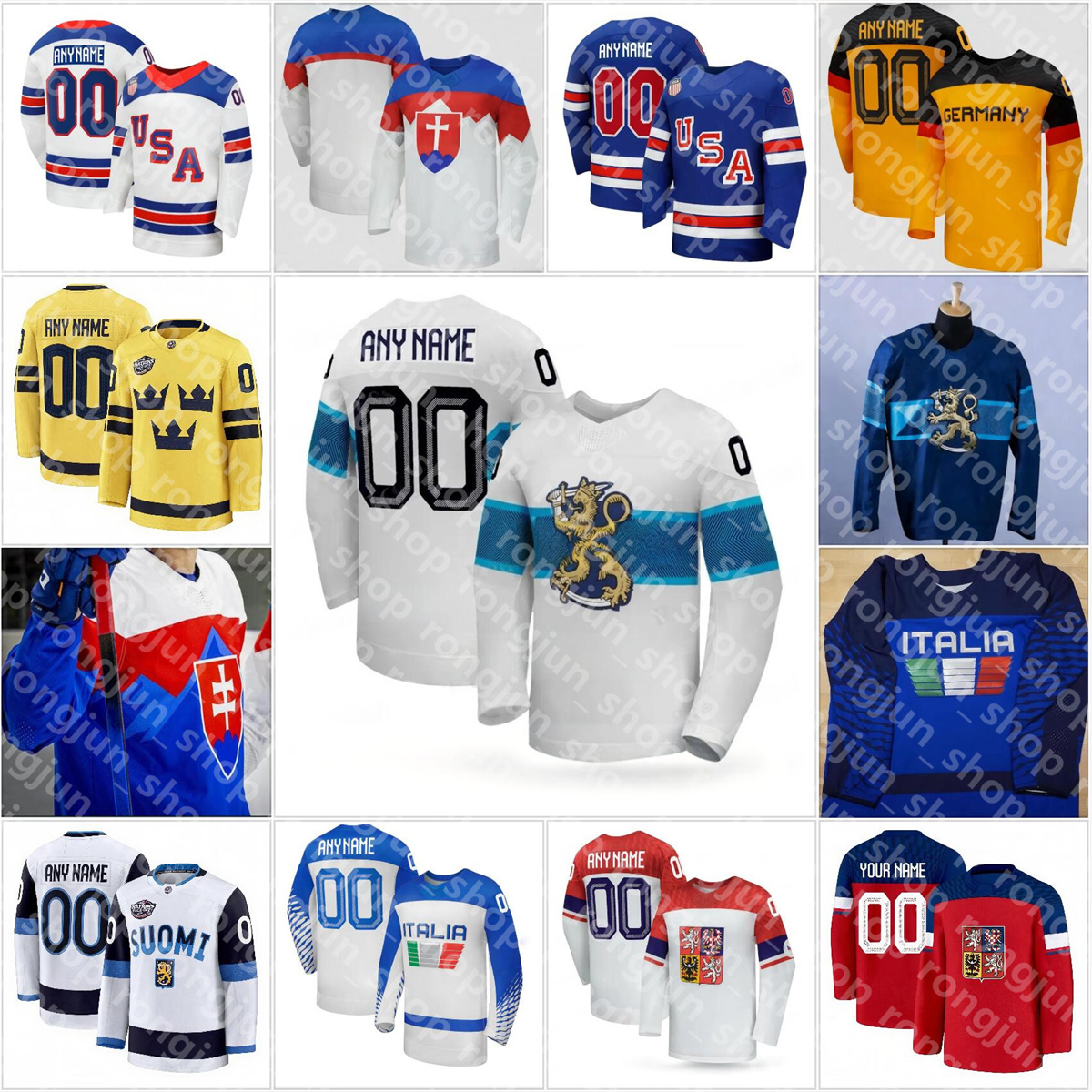 Stitched 2026 Winter Olympices Milano Cortina Hockey Jersey Team Germany Canada USA Italy Finland Sweden Slovakia Czechia Jersey Men S-4XL Women You
