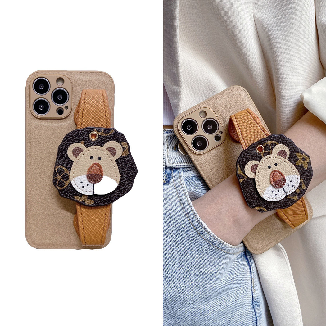 Vintage Lion Head Wristband Strap Case for iPhone, Crossbody Hard Cover for Women-image-1099248311