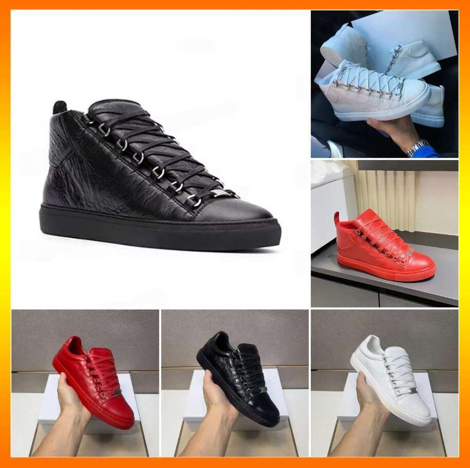Designer shoes Classic Mens Casual arena Flats Sneaker High Tops skate Shoes men Fashion Casuals Lace Up Shoe Wrinkled leather outdoor walking fasts