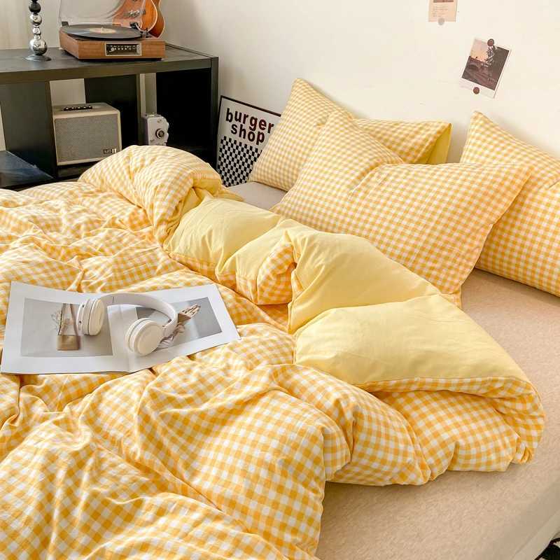 Skin-friendly Quilt Cover Plaid Style Duvet Covers Double Side Bed Cover Home Comforter CoversNo Pillowcase H260327-image-1099310115