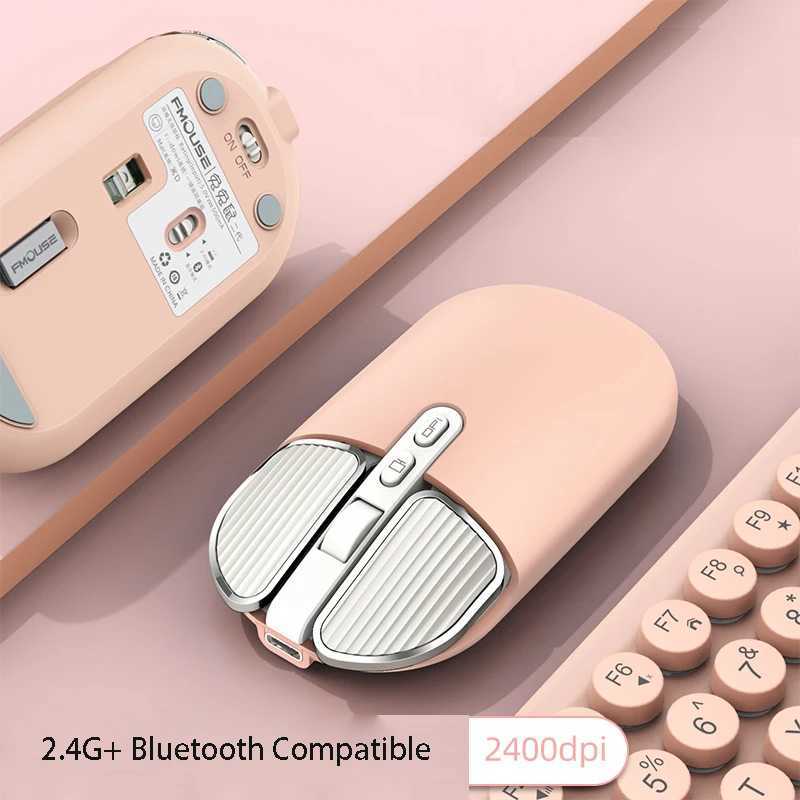 Mini Mouse 24G Wireless Bluetooth-compatible Cute Mute Mouse for Macbook Rechargeable Mouse for PC Laptop Office Gaming Mice D260327-image-1099299652