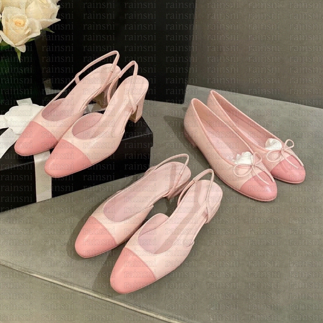 Designer Slingbacks Dress Shoes Sandal Women Flat Heels leather Womens luxurys Pumps Loafers Espadilles ankle strap Party Shoe Chunky High Heel B-image-979322551