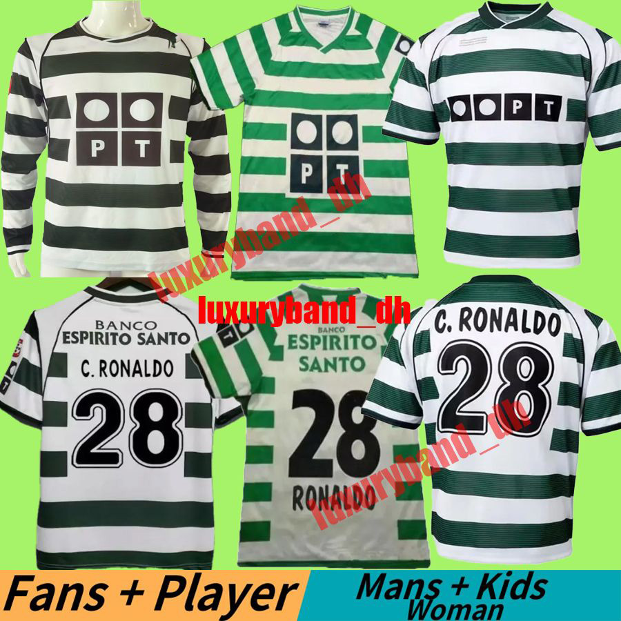 Retro Lisboas soccer jerseys 01 02 03 04 ronaldo Marius Niculae Joao Pinto 2002 2003 2004 C.RONALDO Long sleeves Classic retrio football shirts tops