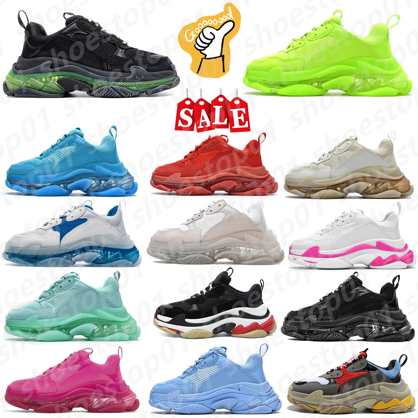 triple s designer shoes sneakers women shoe White Blue Fluo Yellow he Hacker Project Beige Clear Sole Bright Green AllOver Logo Grey Black Red Faux