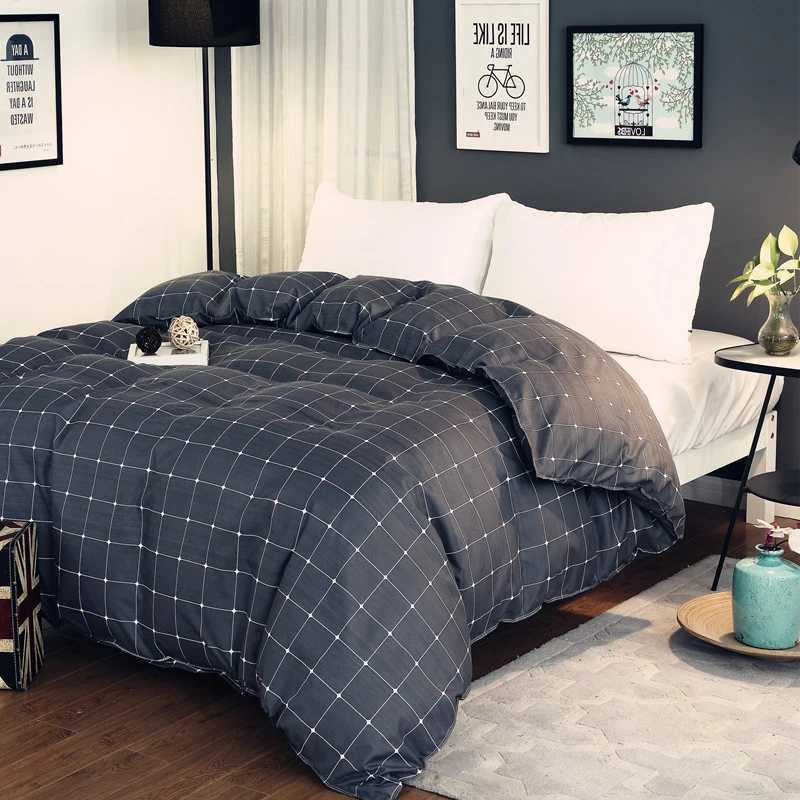 Simple plaid duvet cover with 2 pillowcases Quilt cover 3PCS sets for single double queen king size Comforter covers bedding set H260327-image-1099309854