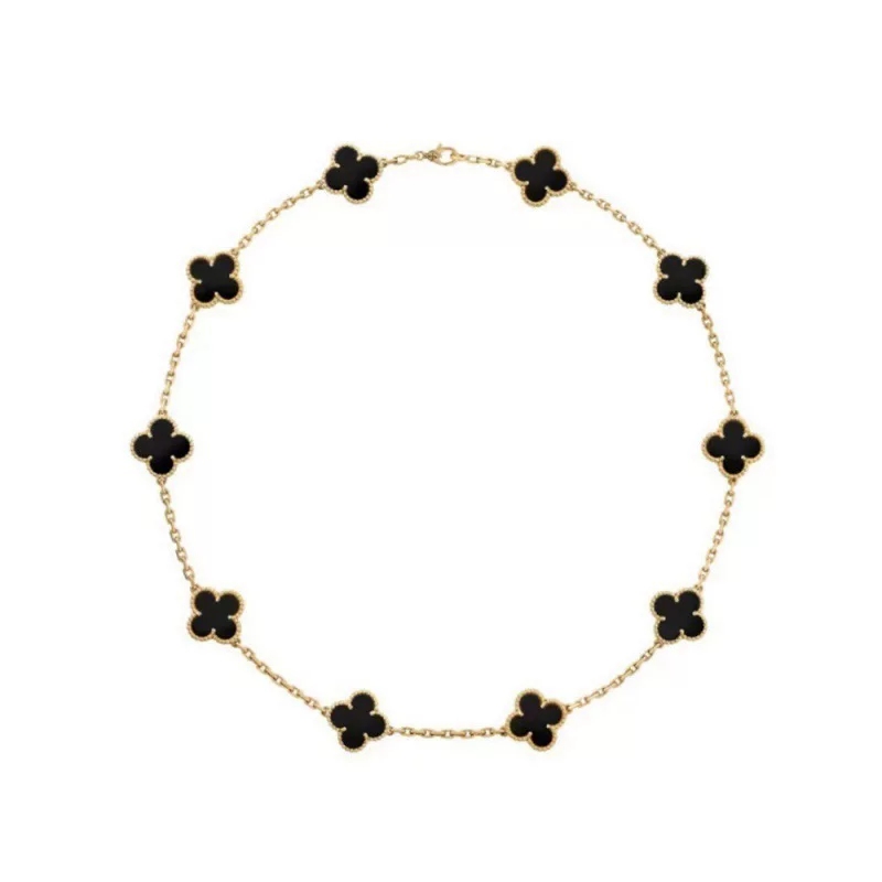 Classic 10 Motif Flower Necklaces Designer For Women Plated Gold Jewelry Woman 15mm W 42CM L White Mother Of Pearl Four Leaf Clover Necklace Chri