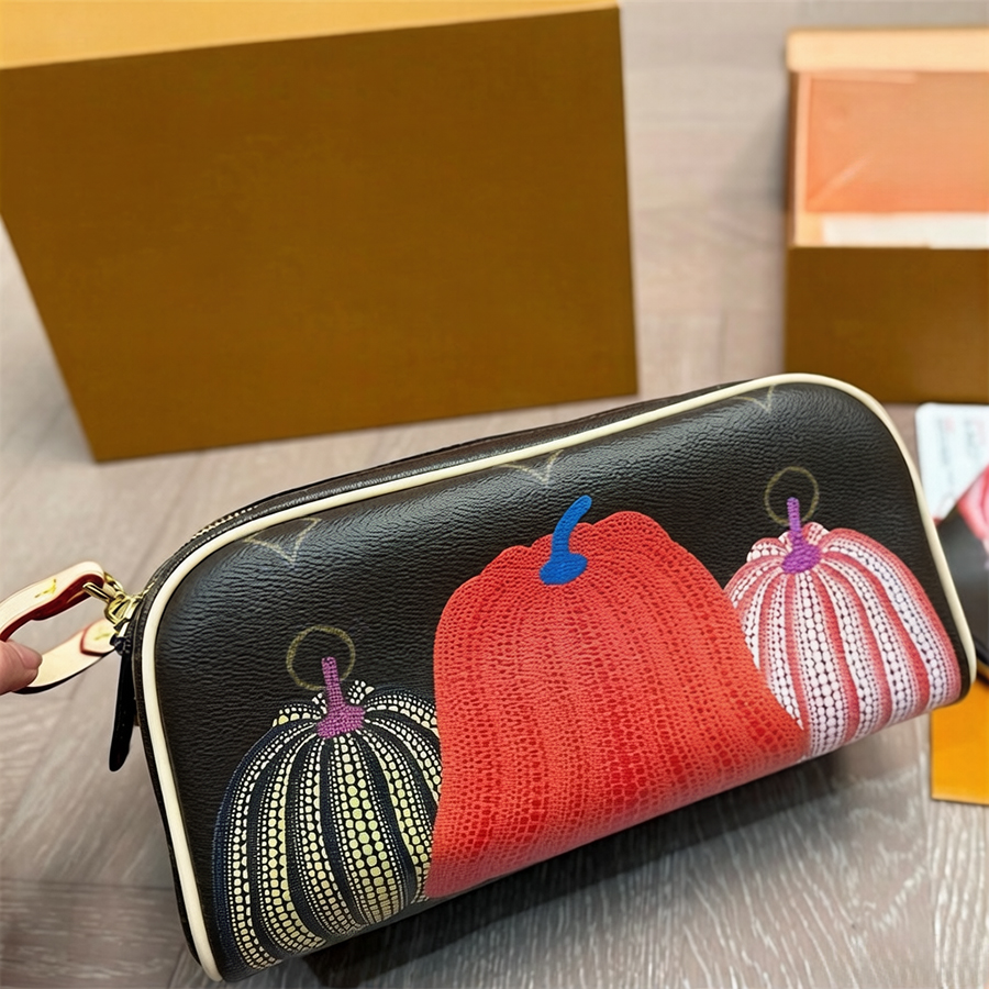 Sac de maquillage de créateur de luxe, couleur unie, sac à deux mains, sac de lavage, double fermeture éclair, décontracté, grande capacité, prat
