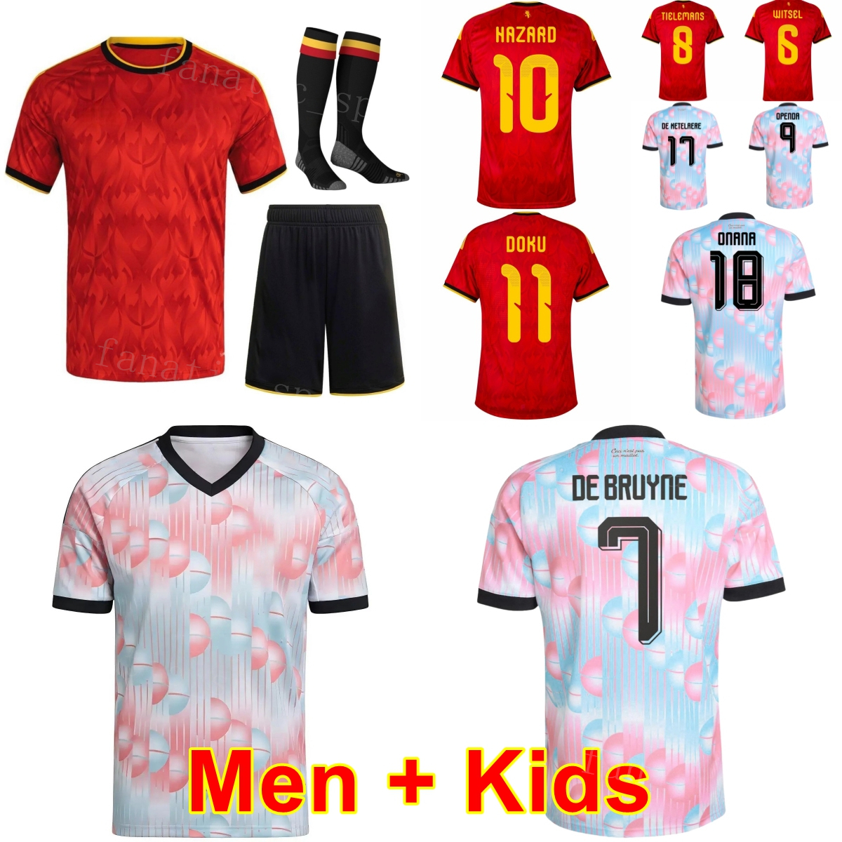 National Soccer 2026 World Cup 7 Kevin De Bruyne Jersey 11 Jeremy Doku 17 Charles De Ketelaere 3 Arthur Theate 8 Youri Tielemans Football Shirt M-image-807173683