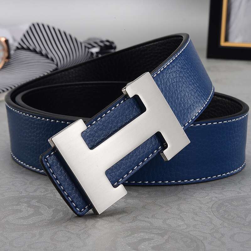 Classic Buckle Leather Belt Men, Suitable For Business Casual Wear, Made Of Cowhide Letter Design, Trendy And Versatile With A D-Ring Buckle Chunjin