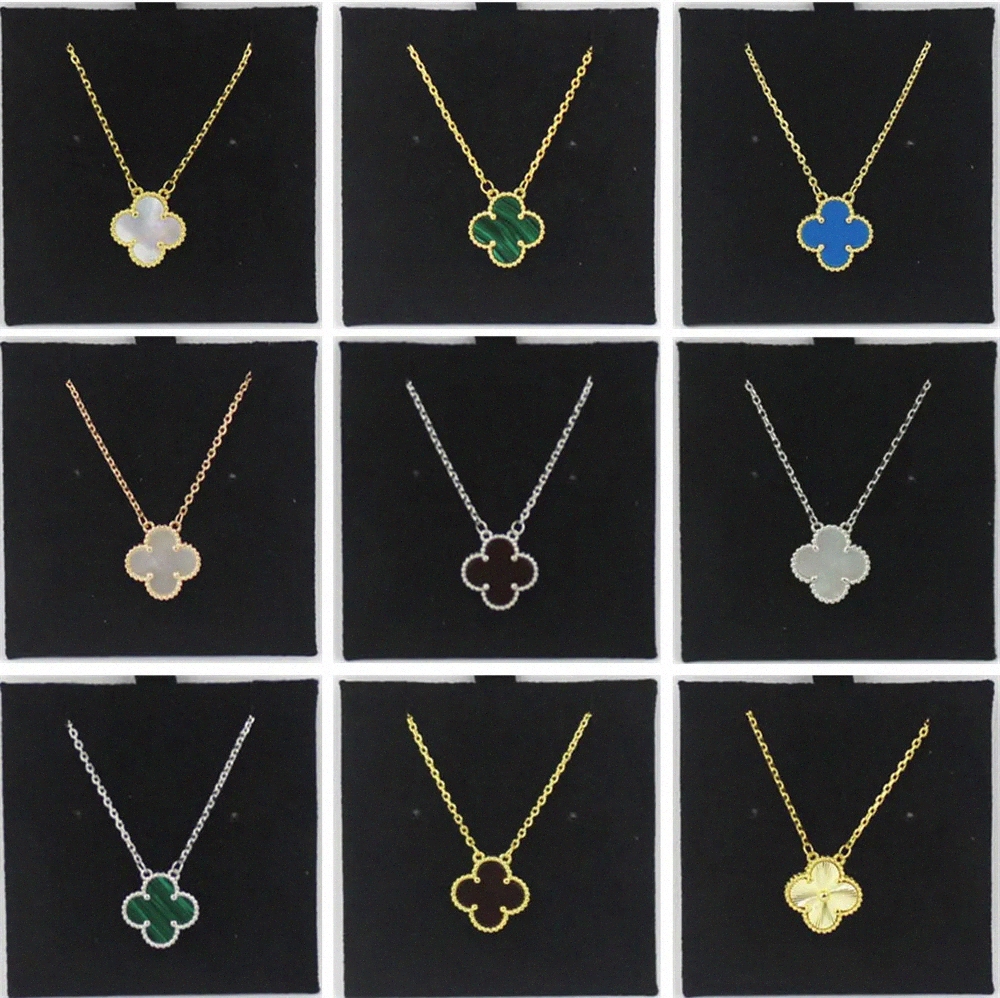 designer Clover necklace luxury four leaf Classic necklace women mother of pearl diamond pendant stainless steel chain 18K gold plated necklace Good