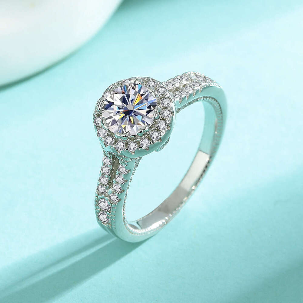 Designer Ring Moissanite Ring 925 Sterling Silver Engagement Ring VVS1 Clarity Moissanite Diamond Luxury Halo Setting Jewelry Women Wedding Anniv-image-1099449480
