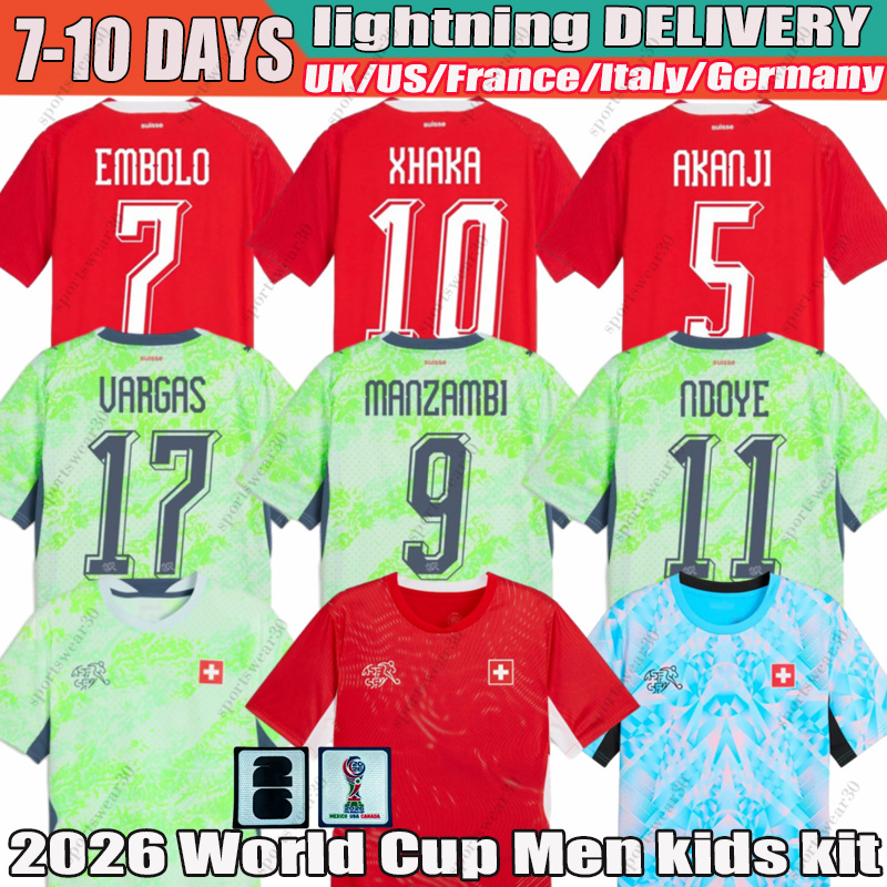 Switzerland Jerseys 2026 World Cup NDOYE Embolo Vargas sohm Manzambi Xhaka Akanji 26 27 hoem away Football shirts kids kits-image-957223754