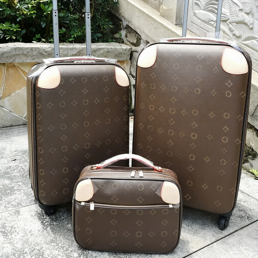 Valise en cuir véritable Valise de créateur Bagage de luxe à roulettes Boîtes aux lettres à fleurs Boîtier de chariot Sac de voyage Grande capaci