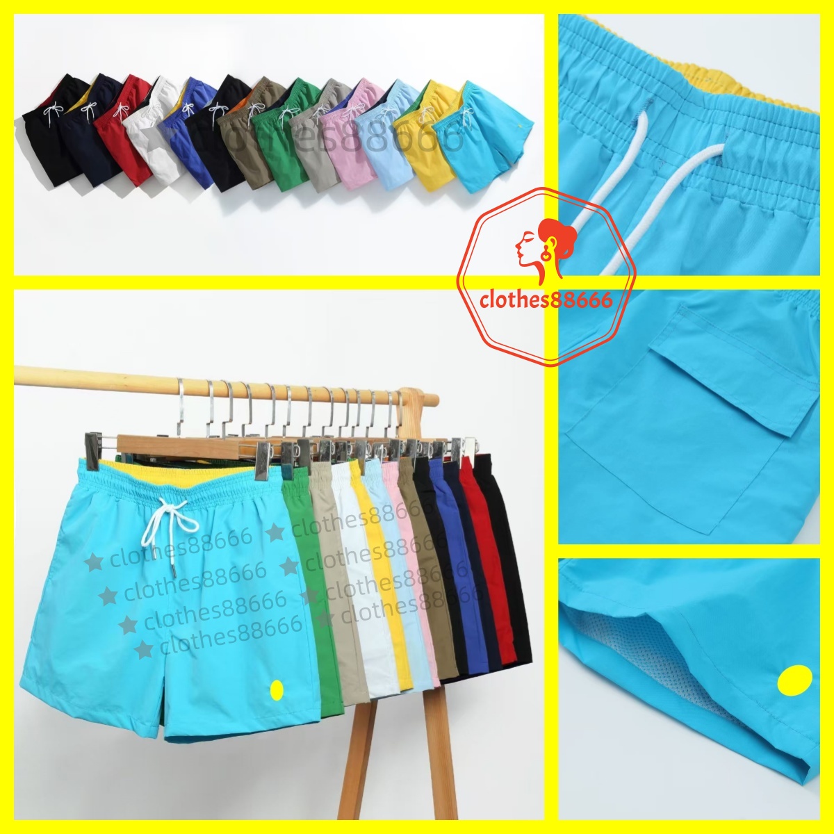 Warhorse shorts Men shorts designer swim short High quality pony embroidery summer beach Breathable quick drying shorts men loose beach pants swimmi