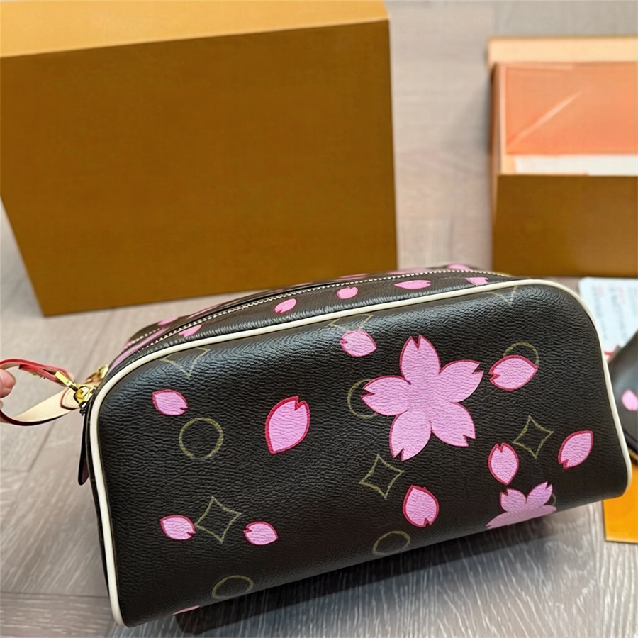Sac de maquillage de créateur de luxe, couleur unie, sac à deux mains, sac de lavage, double fermeture éclair, décontracté, grande capacité, prat