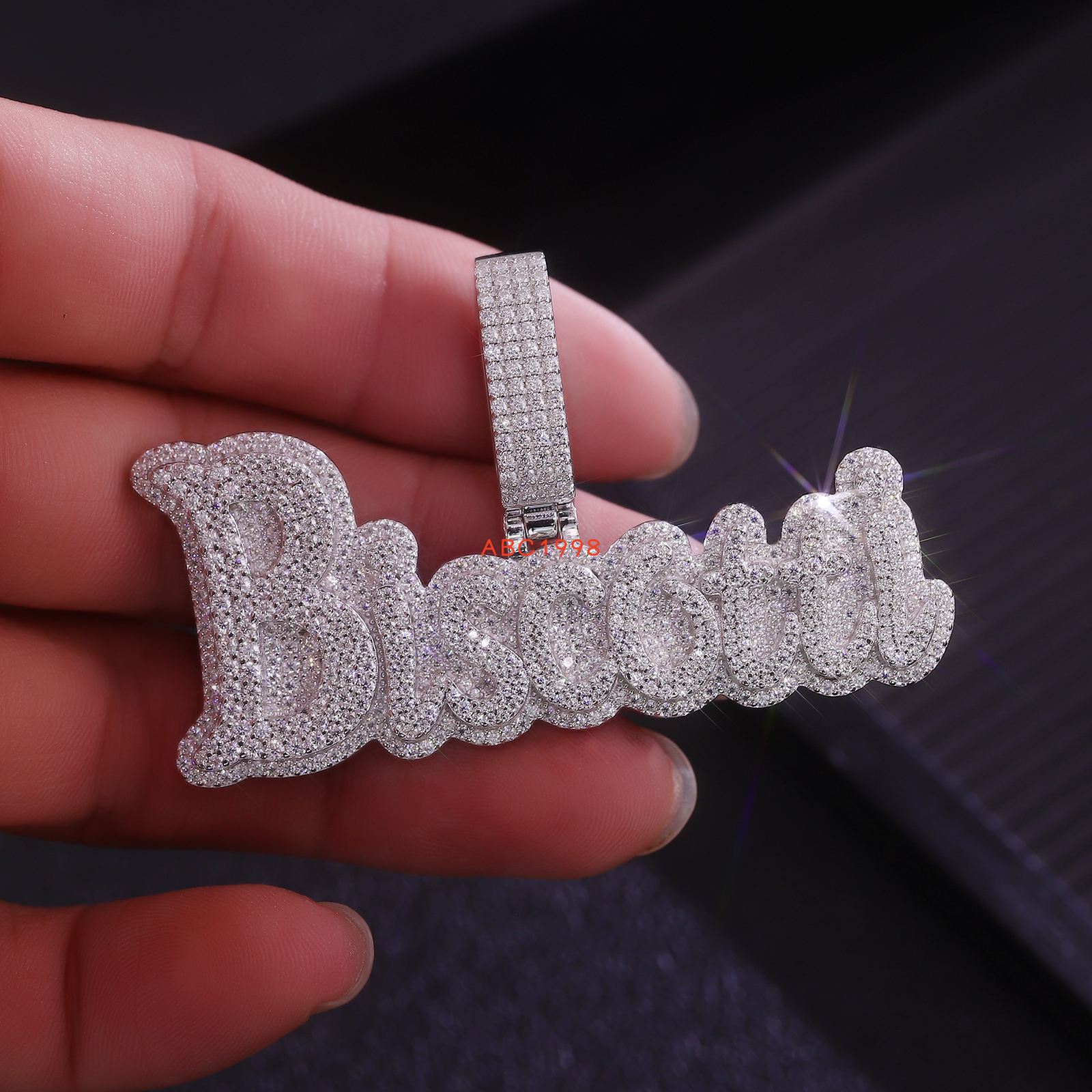 Fine Jewelry Pendant 925 Silver Moissanite Diamond Hiphop Men and Womens Party White Gold Plated Customized Name Letter Pendant