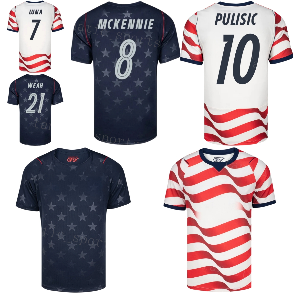 National Man American Soccer Jersey US 2026 World Cup 10 PULISIC 7 REYNA 8 McKENNIE 9 BALOGUN 5 ROBINSON 3 RICHARDS 21 WEAH 1 TURNER 9 PEPI AARON-image-807071483