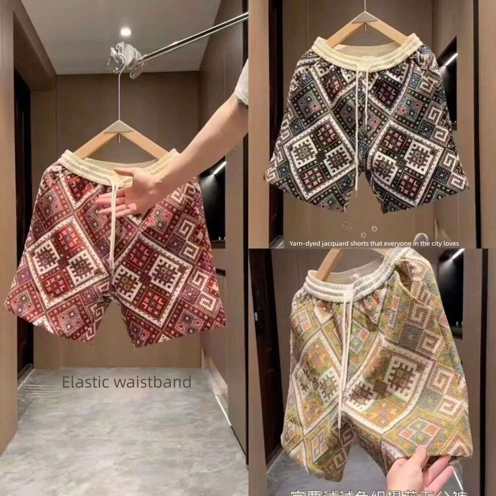 Ethnic Fashion New Thin Jacquard Casual Summer Five Point Loose Versatile Men's Beach Shorts Pants