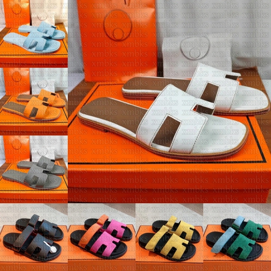 Designer Sandals Chypre Sandal Calfskin Leather Womens Mens Slippers nior white orange blue rose Gold Etoupe Epsom women Slide Slides Slipper Szb-image-932097222