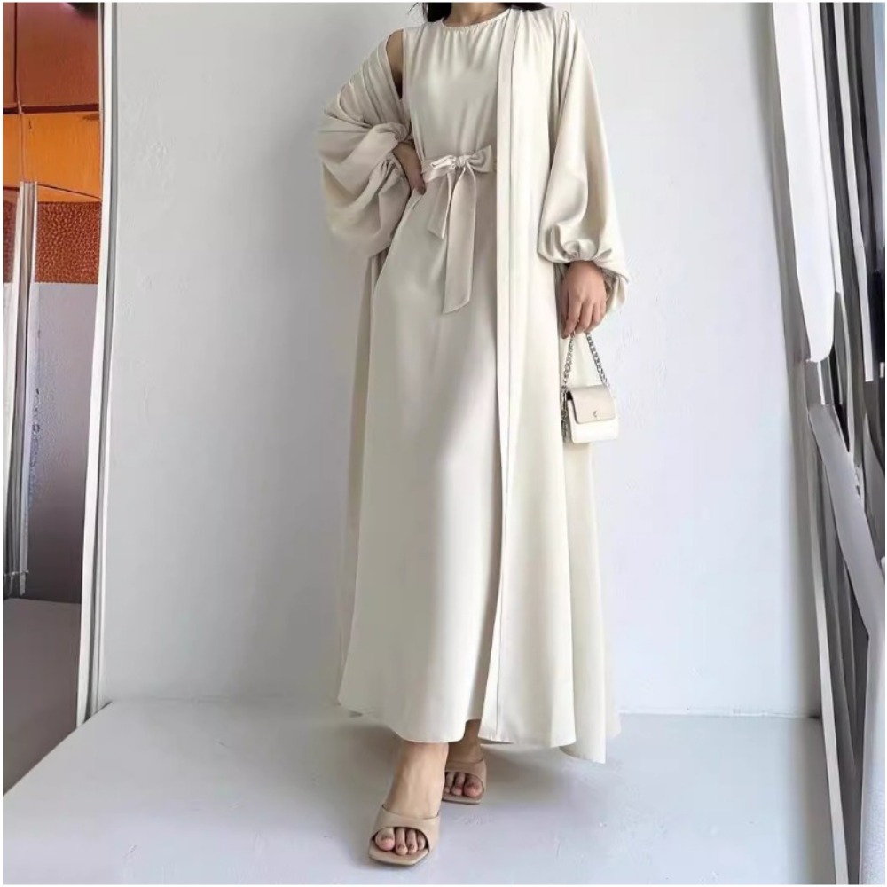 (1222) Robe longue personnalisée pour femmes, vêtements d'extérieur amples, cravate à la taille