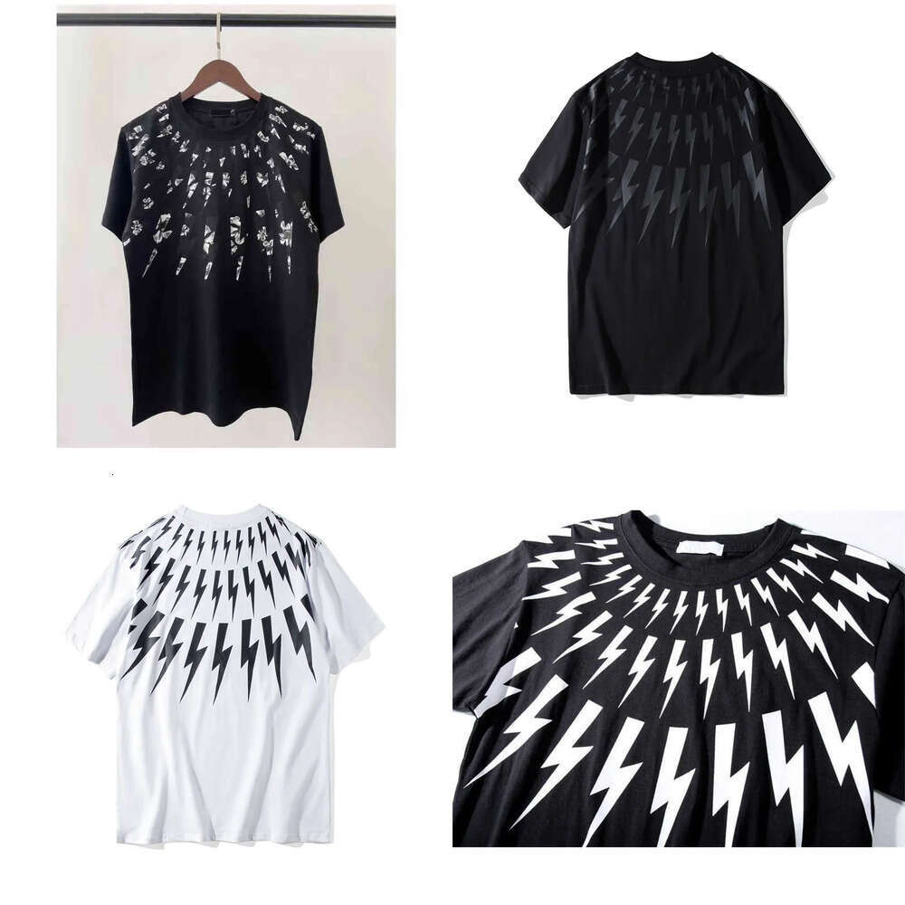 NB Mens T-Shirts European Street Style Neil Barrett Shirt New Lightning Series Short Sleeved Tshirt 100% Cotton T Shirts Top For Women Tees 2026 Fas