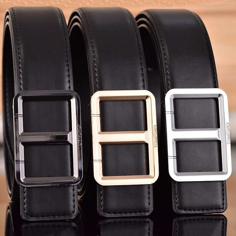 Belts Desginer Women Double Bar Buckle Reversible Leather Belt With Gold Silver Tone Hardware For Office Work Casual Daily Wear