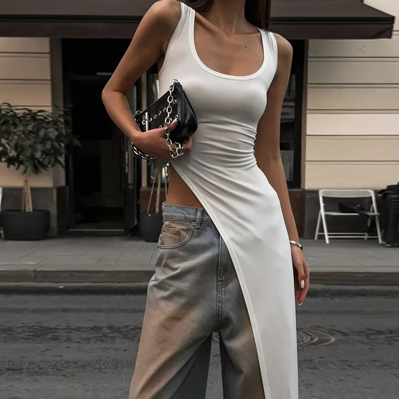 Talenza Womens Backless T-Shirt Vest Summer Sleeveless Vest Suspender Fashion Slim Streetwear Solid Color Sexy T-Shirt Vest 260327BJ