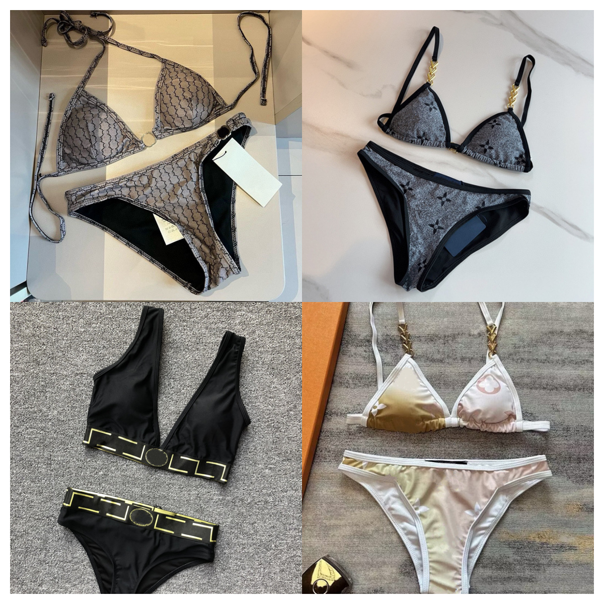Triangle Bikini Set For Women Designer Summer Slim Fit Beach Letter Embroidery Sexy Lace Swimsuit Lightweight Two Piece Streetwear-image-1099595575