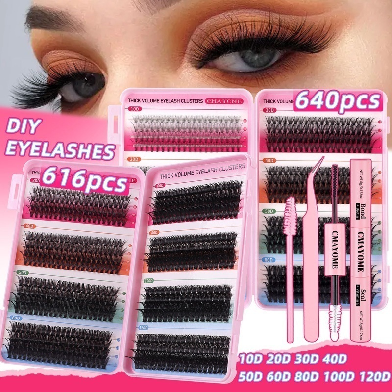 DIY Lash Extension Kit with Lash Bond and Seal Fluffy Wispy Eyelash Clusters Natural Looking Lashes Easy Application DIY Individual Eyelashes Sof-image-1099552256