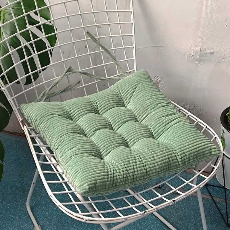 Square Corduroy Sitting Pads Solid Color Fashionable Computer Chair Cushion Office Sedentary Soft Home Bedroom Chair Seat Pad H260330-image-1099631793