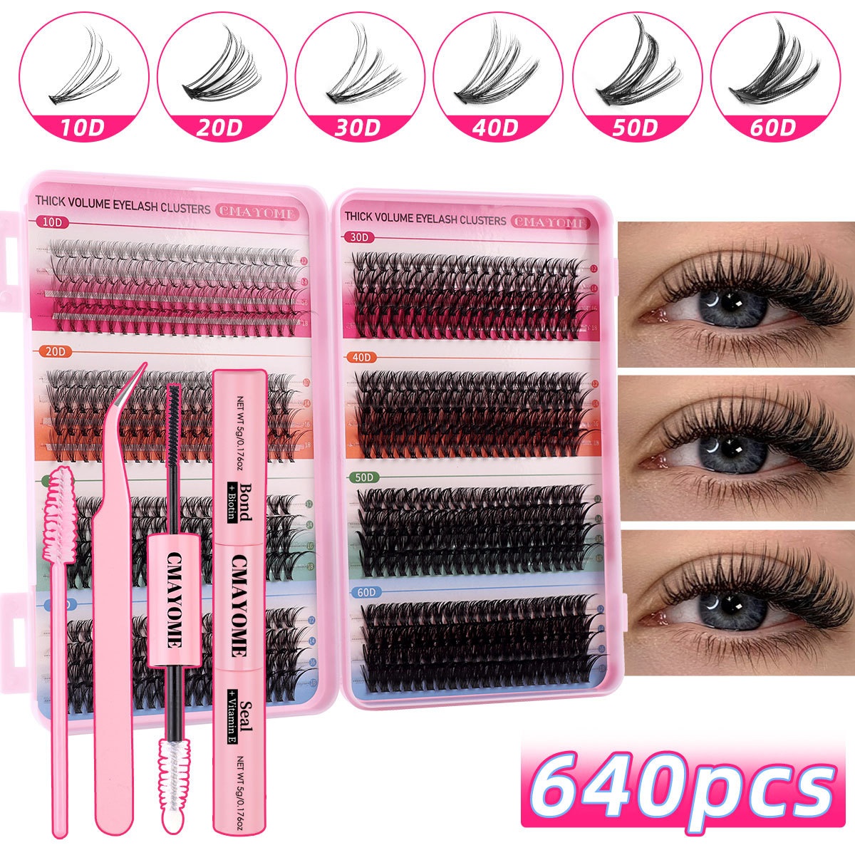 Wispy DIY Lash Clusters with Lash Bond and Seal Strong Hold Thick Fluffy DIY Eyelash Extensions Easy Applications Lashes Under Lash Clusters No D-image-1099544164
