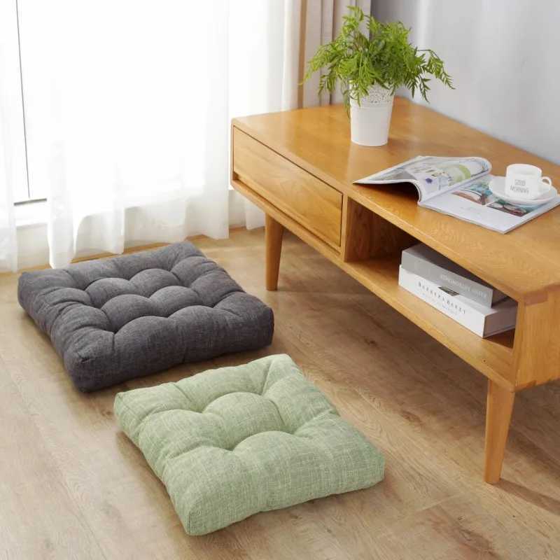 Linen Tufted Seat Cushion Square Large Floor Cushions Futon Meditation Yoga Thickened Floor Seating Pillow Tatami Kids Seat Pads H260330-image-1099631744