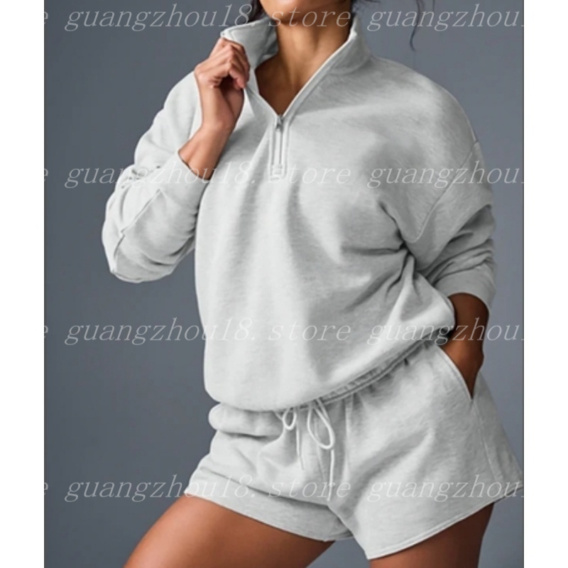 Fashion Designer Outdoor Yoga Suits Women's Sweatshirts Shorts Zipper Hoodie Sets Casual Style 33969