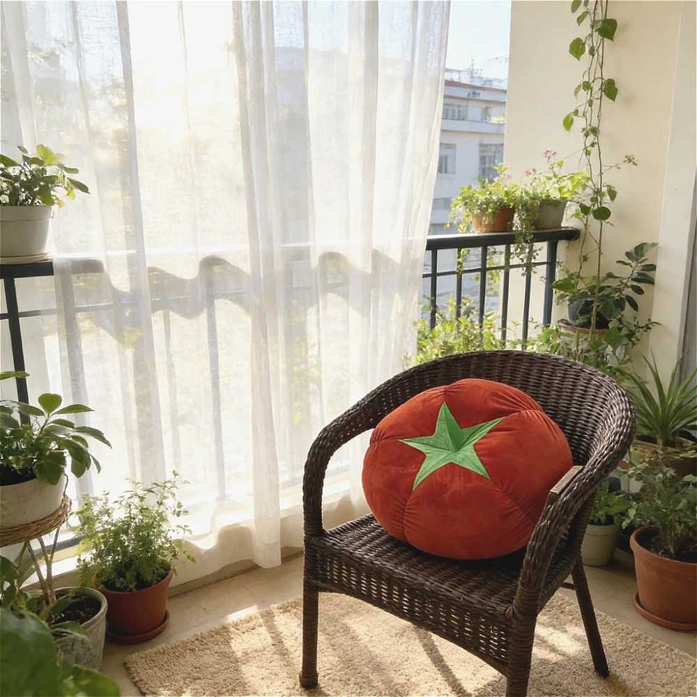 Thickened Cushion with Tomato-Shaped Pillow Vegetable Mushroom Persimmon Round Cushion Pad for Window Seat Pillows for Bedroom H260330-image-1099630336