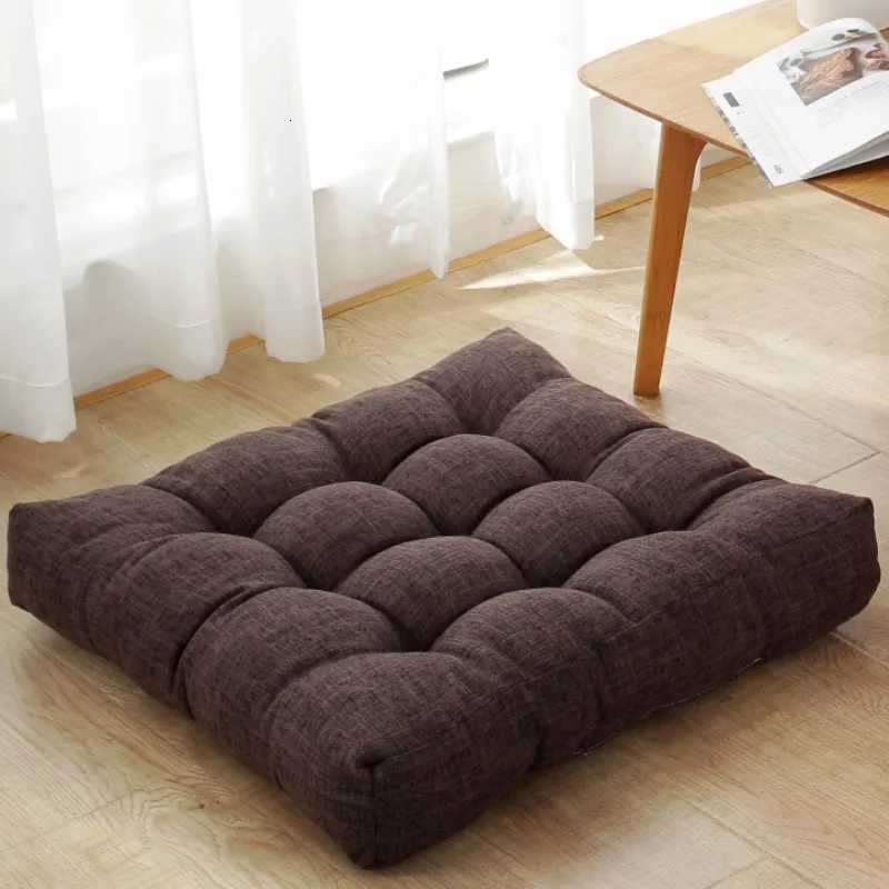 Square Large Floor Cushions Cotton Linen Tufted Futon Meditation Yoga Thickened Floor Seating Pillow Tatami Kids Seat Pads Mat H260330-image-1099631717
