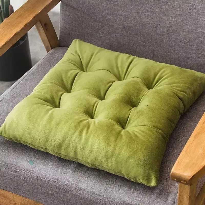 Solid Color Home Dining Chair Seat Cushion Thicken Crystal Velvet Seat Cushion Student Stools/Office Mats Square Floor Seat Mat H260330-image-1099631709