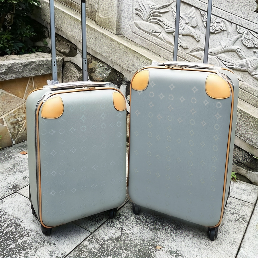 Valise en cuir véritable Valise de créateur Bagages de luxe à roulettes Boîtes aux lettres à fleurs Boîtier de chariot Sac de voyage Grande capac