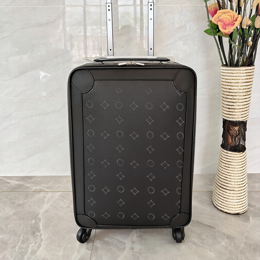 Valise en cuir véritable Valise de créateur Bagages de luxe à roulettes Boîtes aux lettres à fleurs Boîtier de chariot Sac de voyage Grande capac