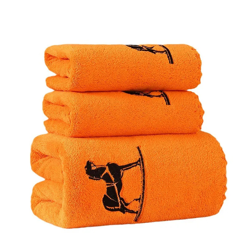 New Three Piece Coral Fleece Towel Set Embroidered Annual Meeting Business Gift Luxury Bath Towels