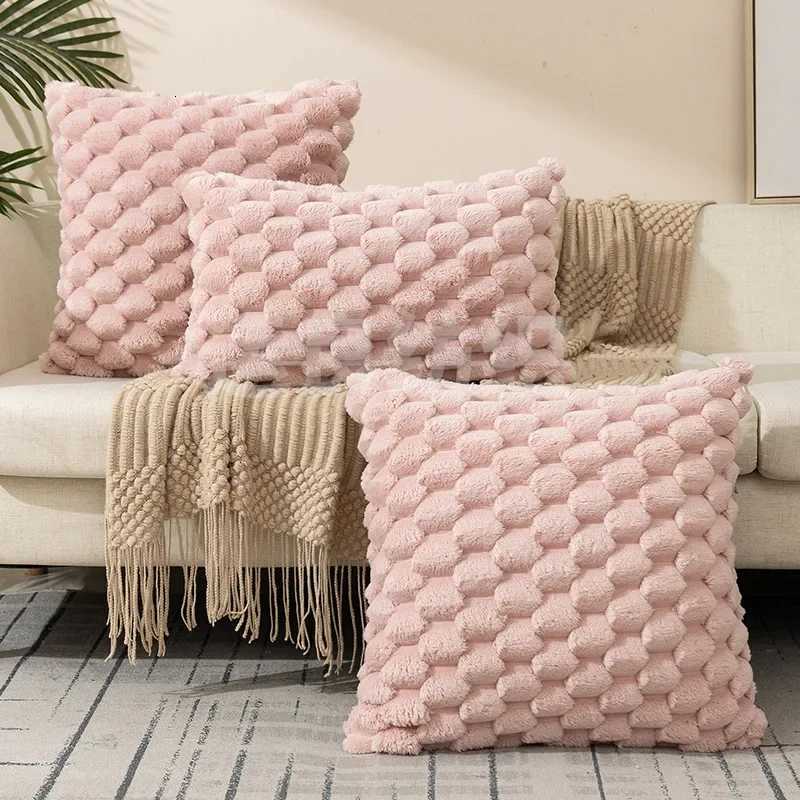 Woven Snowflake Velvet Solid Color Pillow Cover Pillowcase Soft Comfortable Waist Cushion Cover for Living Room Sofa Home Decor H260330-image-1099631088