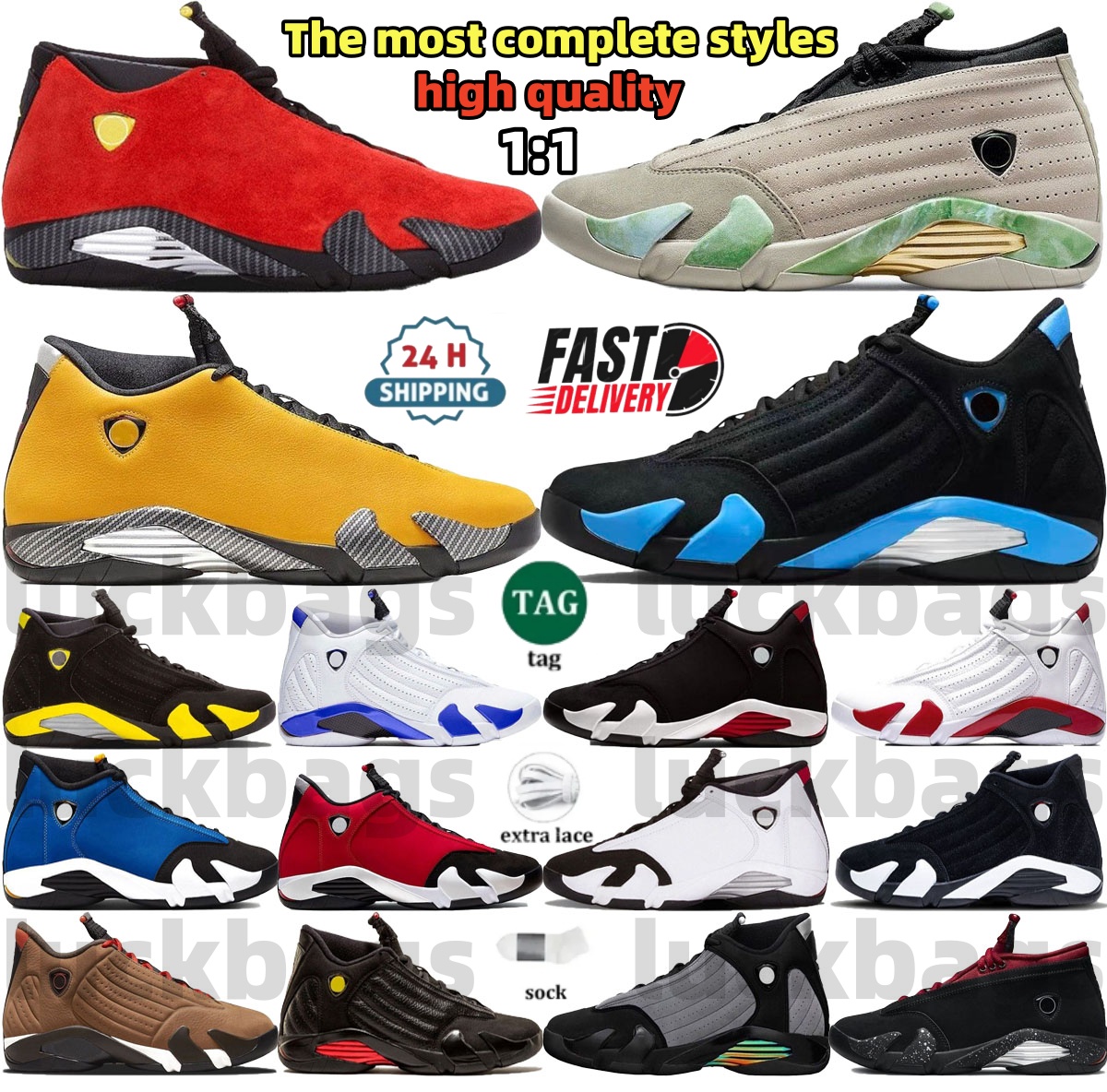 14s men basketball shoes 14 designer leather sneakers Laney Black Toe Light Ginger University Blue Challenge Red White Hyper Royal outdoor retro spo