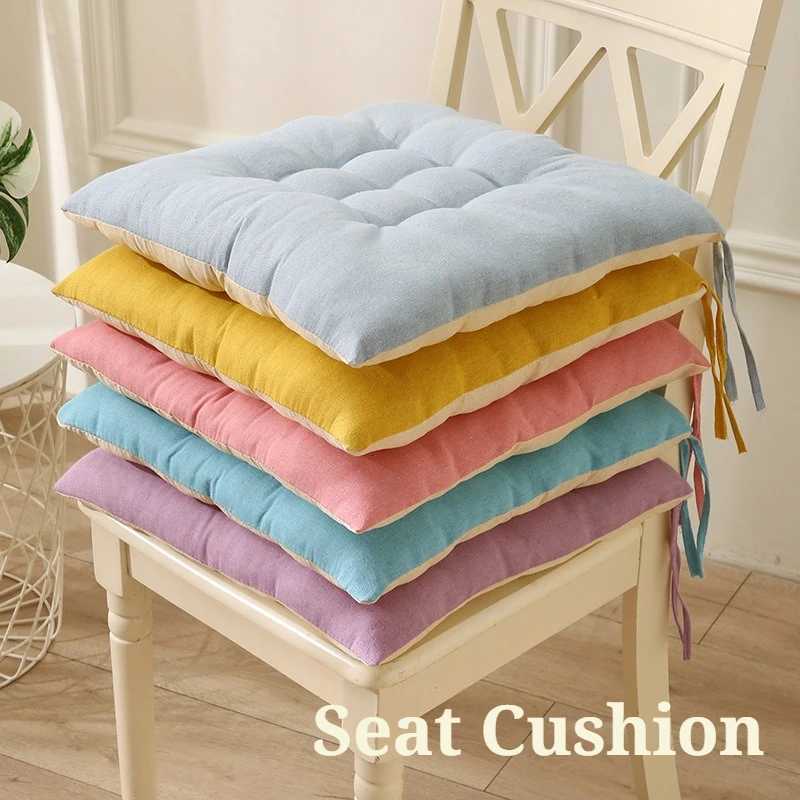 Comfortable Dining Chair Seat Cushion Solid Color Thicken Round/square Cotton-Linen Cushion for Student Office 30/40/45CM NEW H260330-image-1099631545