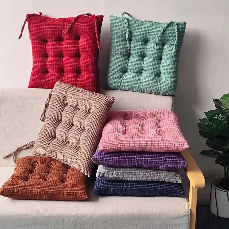 Corduroy Chair Cushion With Strap Solid Color Office Chair Cushion Soft Comfortable Butt Cushion Living Room Sofa Floor Cushion H260330-image-1099631597