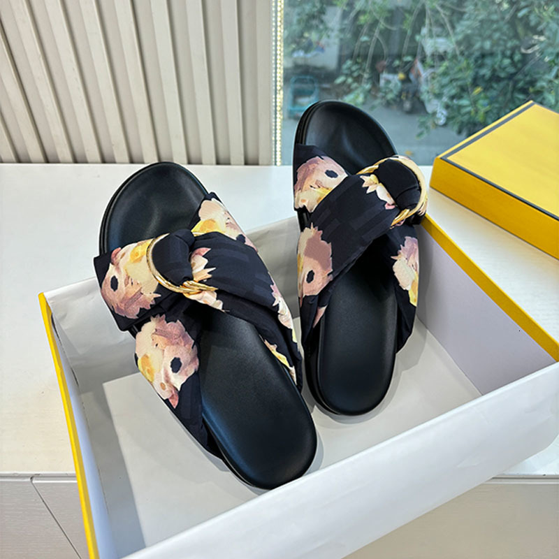 Free Shipping Classic Leopard Print Satin Men Slippers Designer Unisex Multicolor Knotted Slides Double-Band Summer Beach Sandals 1046