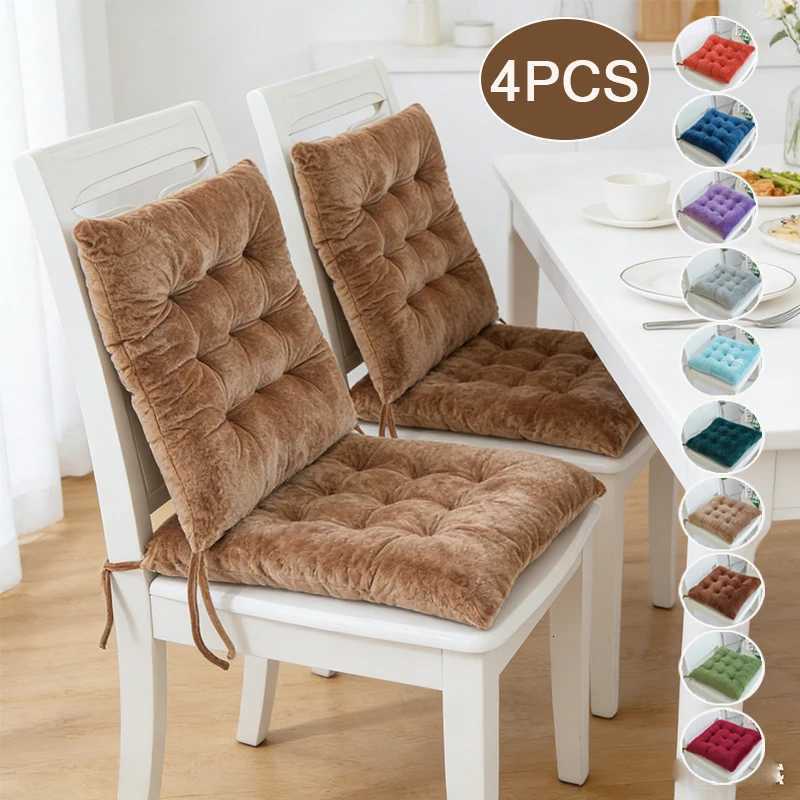 4pcs Crystal Velvet Chair Cushions with Ties40x40x7cmSoft Velvet Seat Pads for Kitchen Dining ChairsOfficeLiving Room Chairs H260330-image-1099631690